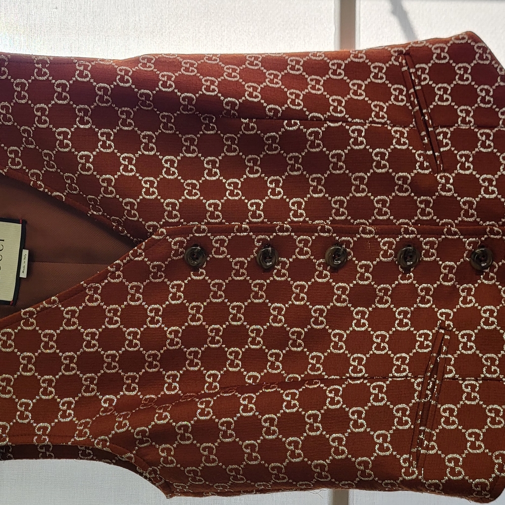 Gucci Brown Monogram Buttoned Vest - image 2